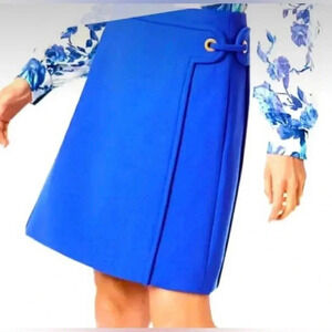Tory Burch Jane Skirt in Blue Dahlia with Grommet Trim Size 4